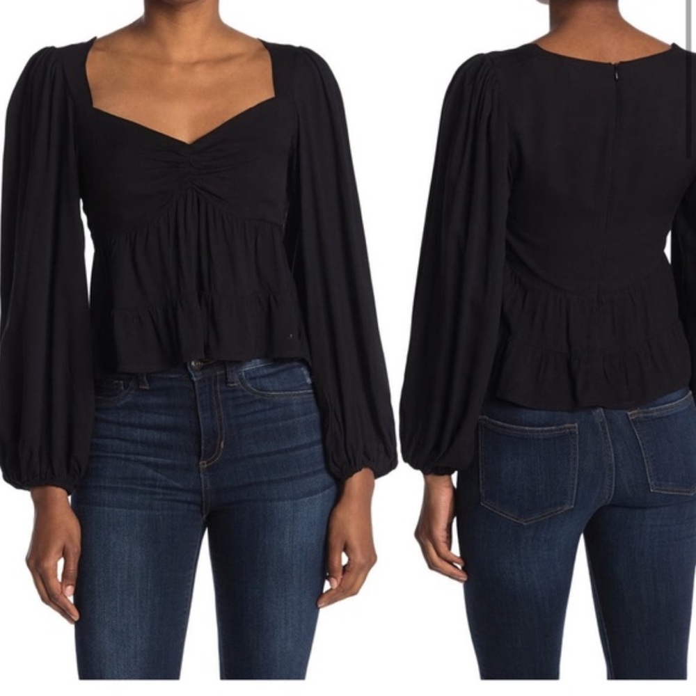 AFRM REVOLVE Blouse XS Black Color Structured